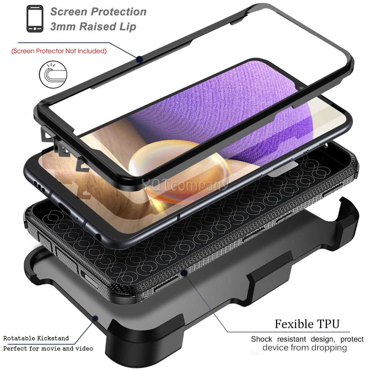 For Samsung Galaxy A32 5G Case Shockproof Rugged Clip Cover + Screen Protector