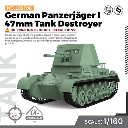 1/160 N Scale Railway Military Model German Panzerjäger I 47mm Tank Destroyer