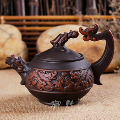 6.69" Handmade Dragon Purple Clay Teapot Chinese Yixing Zisha Rare Gift