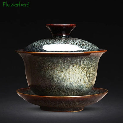 160ml Ceramic Kung Fu Tea Set Kiln Change Gaiwan Tea Bowl Tea Cup Home Tea Maker