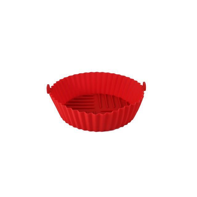 1pc Silicone Air Fryer Baking Tray Circular Foldable Food Grade High Temperature