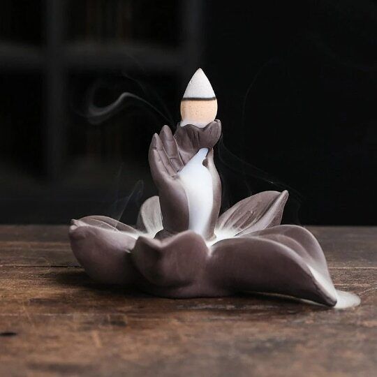 Buddha Hand Incense Holder Lotus Incense Burner for Cones Household Decoraton