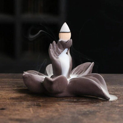 Buddha Hand Incense Holder Lotus Incense Burner for Cones Household Decoraton