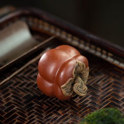 Purple Clay Teapet Persimmon from Yixing Tea Table Decoration
