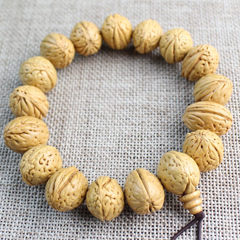 Wild Peach Core Bead Bracelet Brain Pattern Peach Buddhist Mala Prayer Jewelry