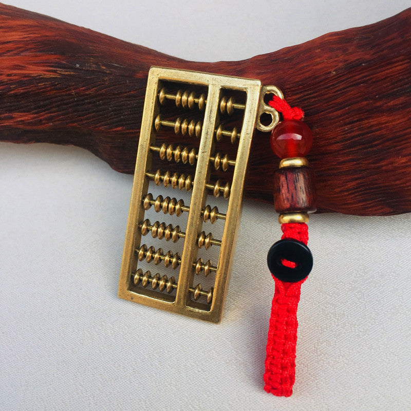 Brass Abacus Keychain Lucky Wealth Pendant Car Key Hanging Ornament