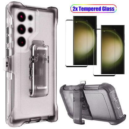 For Samsung Galaxy S23 S23+ S23 Ultra Clear Case w Clip Holster Belt Stand Cover