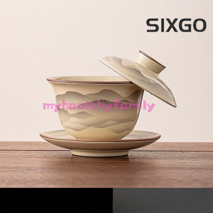 Ru Kiln Gaiwan Sancai Tea Bowl Ceramic Kung Fu Tea Set Home Office Tea Cup