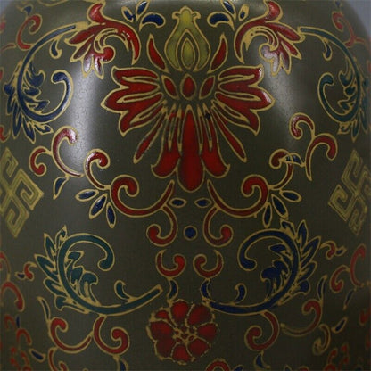9.4" Good China Jingdezhen Tea-dust Glaze Porcelain Arabesquitic Ring Bell Vase