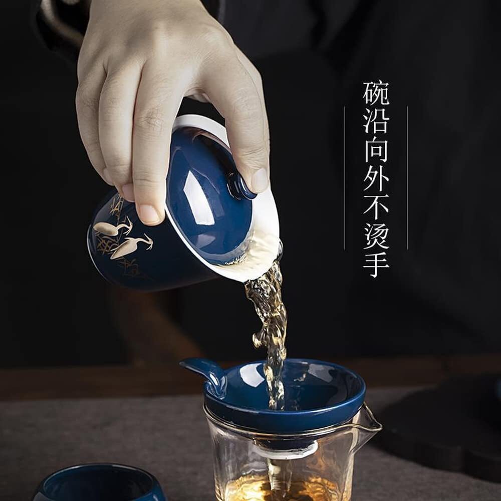 160ml Ceramic Gaiwan Bowl Kung Fu Tea Set Handmade Teacup Tureen Tea Decor