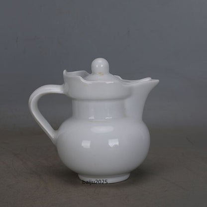 5" Chinese Ming Chenghua White Glaze Porcelain Carved Phoenix Design Teapot