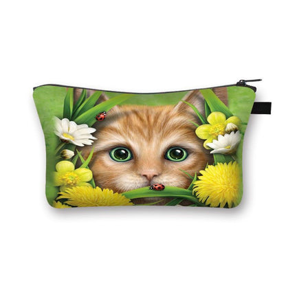 Cute Cat Print Cosmetic Traveling Makeup Bags Cosmetic Storage Purses 5*20*10 CM