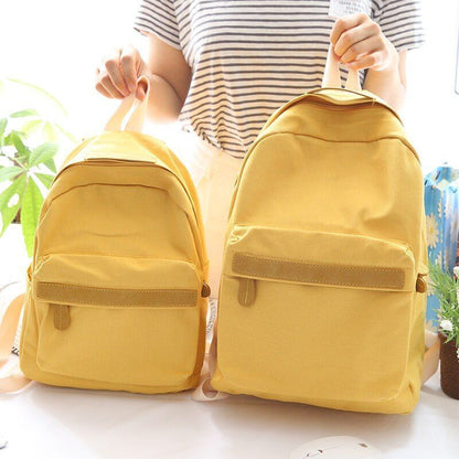 Small/Big Canvas Backpack Solid Color School Schoolbag Traveling Shoulder Bags