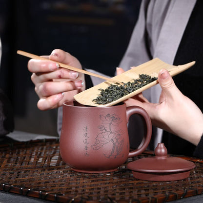 Yixing Raw Ore Purple Clay Lotus Teacup Zisha Tea Set Water Cup