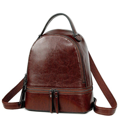 Genuine Leather Rucksack Travel Knapsack School Daypack Oil Wax Cowhide Backpack