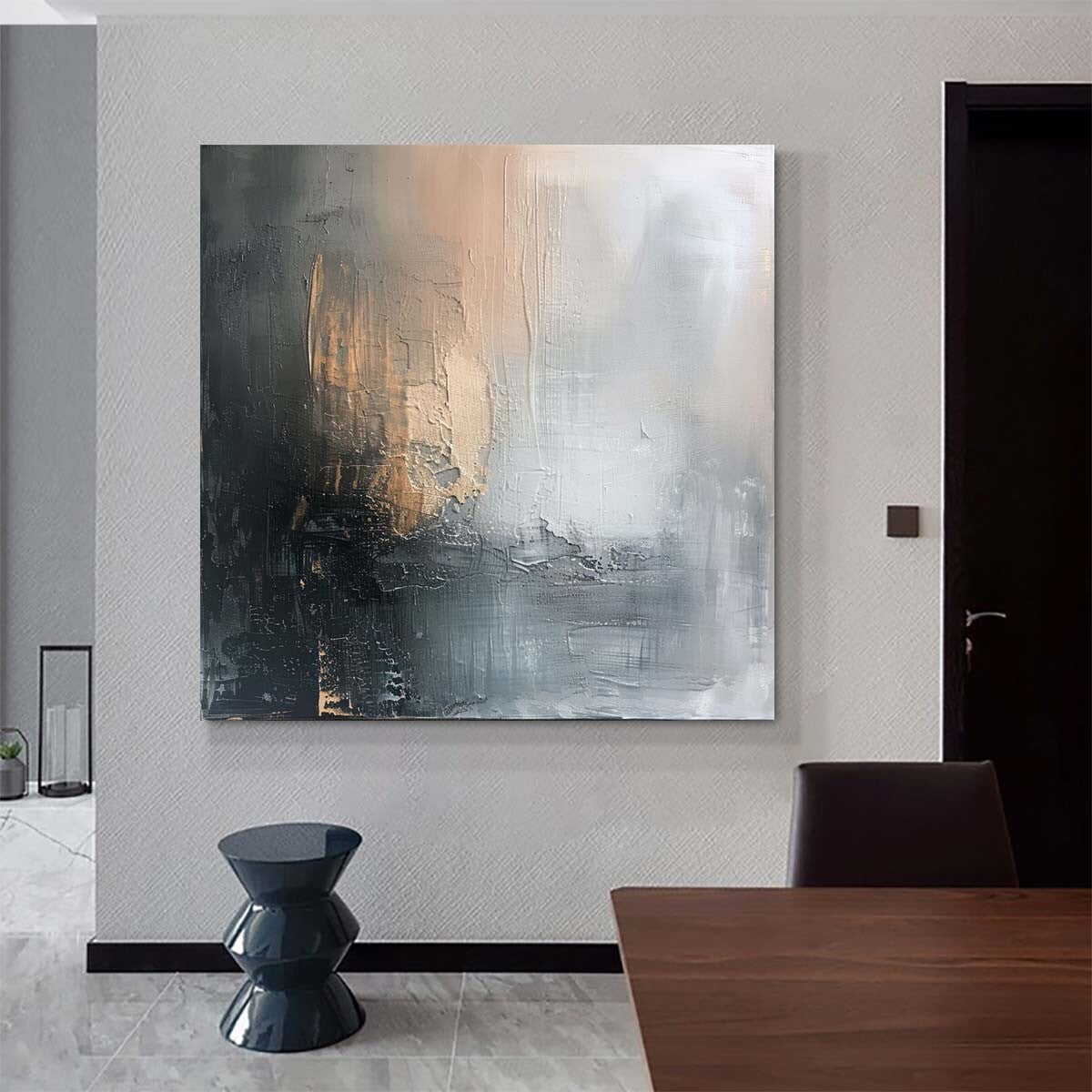 Large Abstract Paintings On Canvas Gray Abstract Canvas Art Oil Painting Black