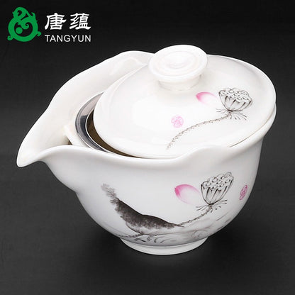 Anti Scald Lid Bowl, Tea Cup, Large Ceramic Tea Cup, Hand-held Teapot