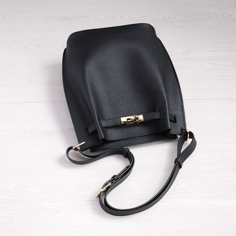 Real Leather Drawstring Bucket Tote Shoulder Bag Purse Handbag Crossbody Fashion