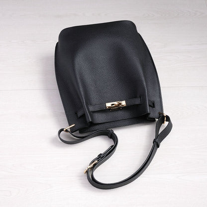 Real Leather Drawstring Bucket Tote Shoulder Bag Purse Handbag Crossbody Fashion