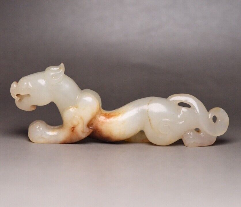Chinese Hetian Jade Hand Carved Beast Statue Collection Exquisite Figurines Art