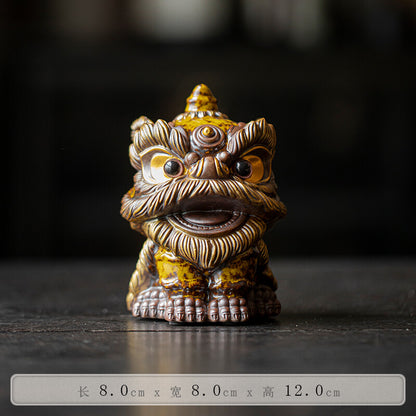 Awakening Lion Ornament Ceramic Lion Tea Pet Decorative Crafts Gift