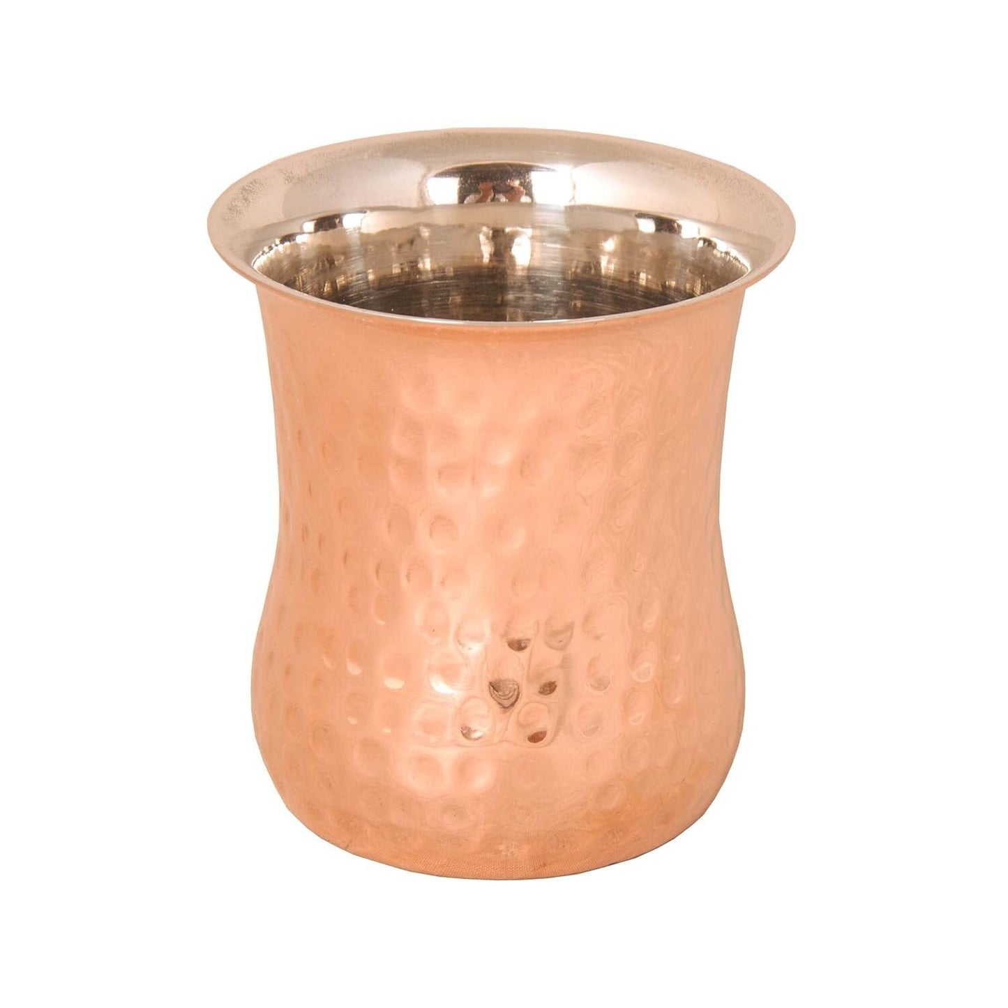Set of 2 Steel Copper Water Glass Hammered Design for Drinking Serving Water