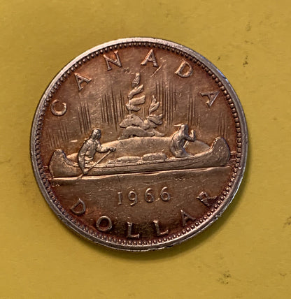 1966 Canada 1 Dollar Silver Coin Young Queen Elizabeth II 2nd portrait Old Money