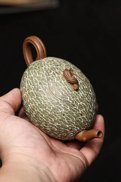Set of 3pcs chinese Yixing Handmade Zisha teapot Duan clay Hami Melon Gongfu cup