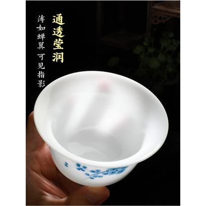 Chinese White Jade Ceramic Gaiwan 150ml 5.1oz Handmade Kungfu Tea Set