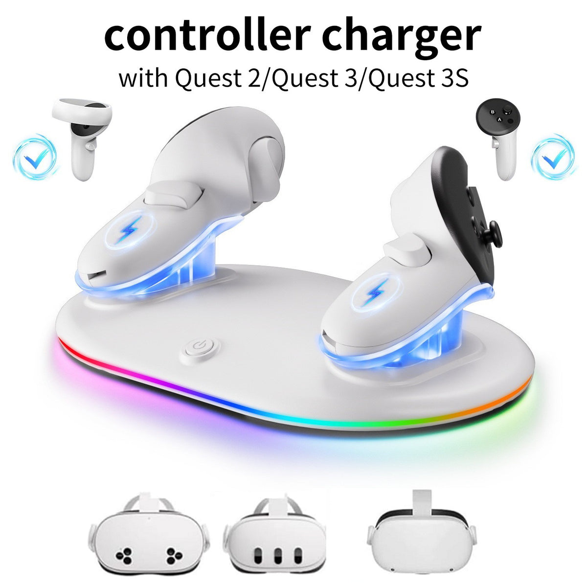 Magnetic Charging Dock for Meta Quest 2/3/3S Controllers Fast Charge Capability