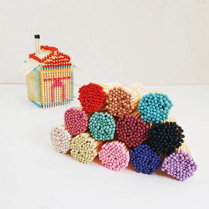 Matches 80Pcs Wood Various Size Colorful Match-Head Safety Lighting Candles Tool