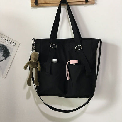 Waterproof Large Capacity Canvas Girl Shoulder Hand Bucket Bag Basket Crossbody