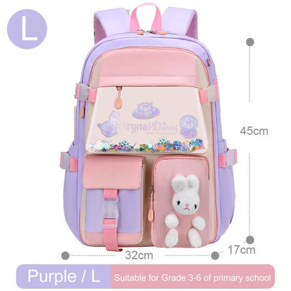 Girl Children Backpack School Bag Back Pack Pink Kid Child Schoolbag Class Kit