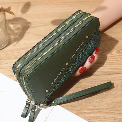 Women Wallets Coin Purses Cards Holder Double Zippers Handbag Money Bags 20*10CM