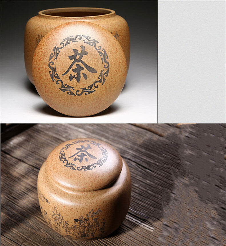 Real Yixing Zisha Duan Clay Tea Canister For Loose Tea Handmade Tea Storage Lid
