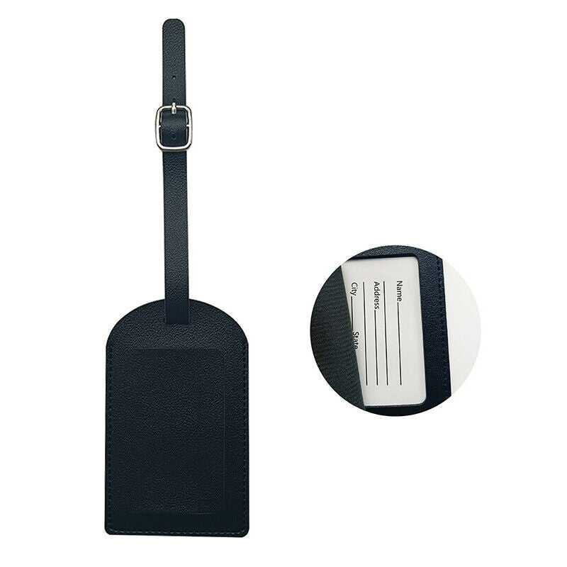 Travel Leather PU Luggage Tags Suitcase ID Card Name Label Baggage Address Tag