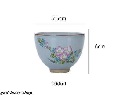 Ruyao Master Cup Crackle Glaze Handpainted Tea Cup 100ml Chinese Kungfu Tea Cups