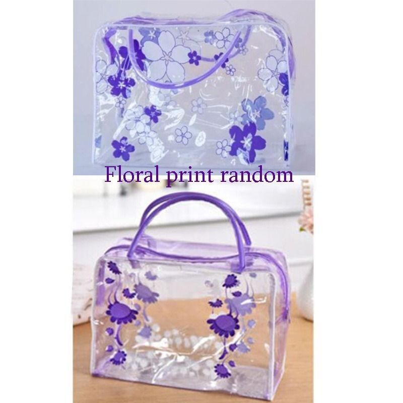 Floral Transparent Cosmetic Bag Travel Makeup Wash Clear Handbag Waterproof Bags