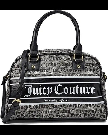 NEW Juicy Couture Bestseller Fashionista Bowler Satchel Black & Beige Bag Gift