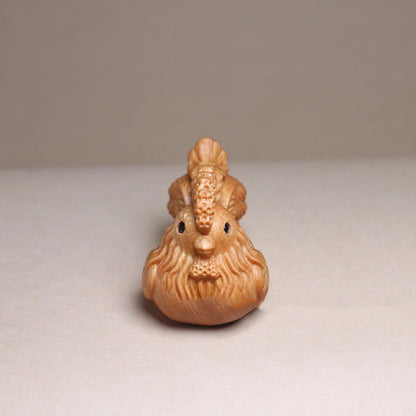 1.77" Miniature Wooden Zodiac Chicken Statue Ornament Solid Wood Carving Decor