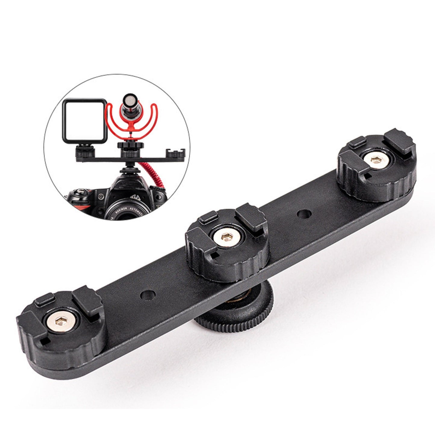 Triple Hot Shoe Bracket Mount Holder Hot Shoe Base Camera Support for Fill Light