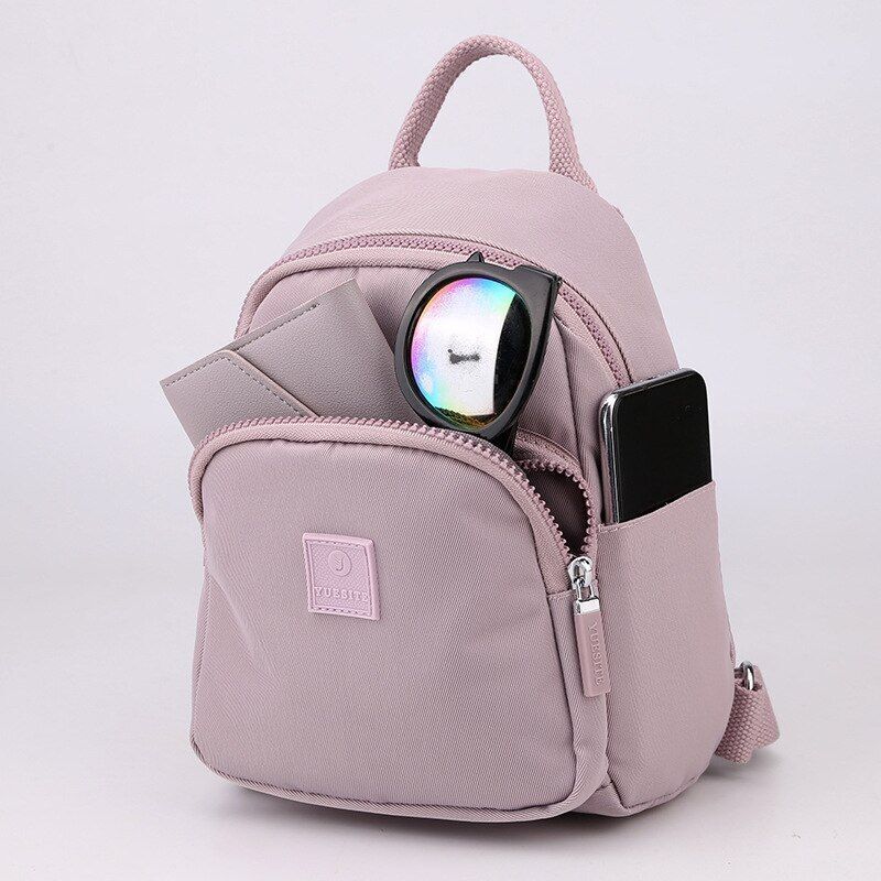 Waterproof Nylon Cloth Backpack Small School Bags School Travel Polyester Zipper