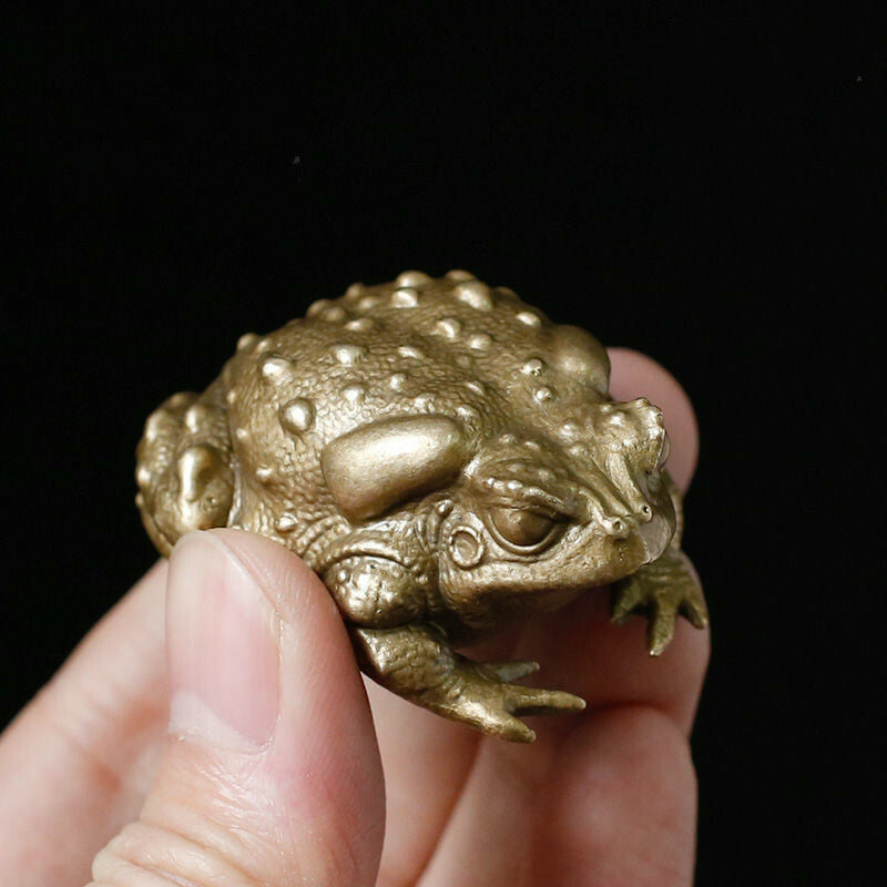 Antique Bronze Sculpture Solid Brass Small Toad Statue Home Decoration Ornaments