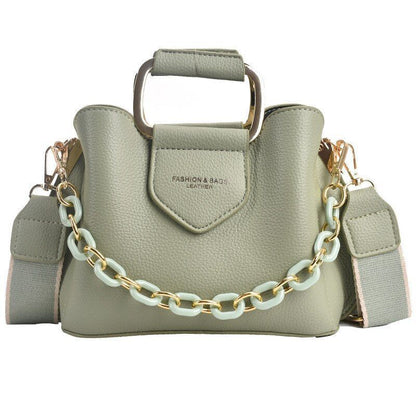 Messenger Bag Portable Bucket Bag Shoulder Bag Women Crossbody 20*17*9 CM Brown