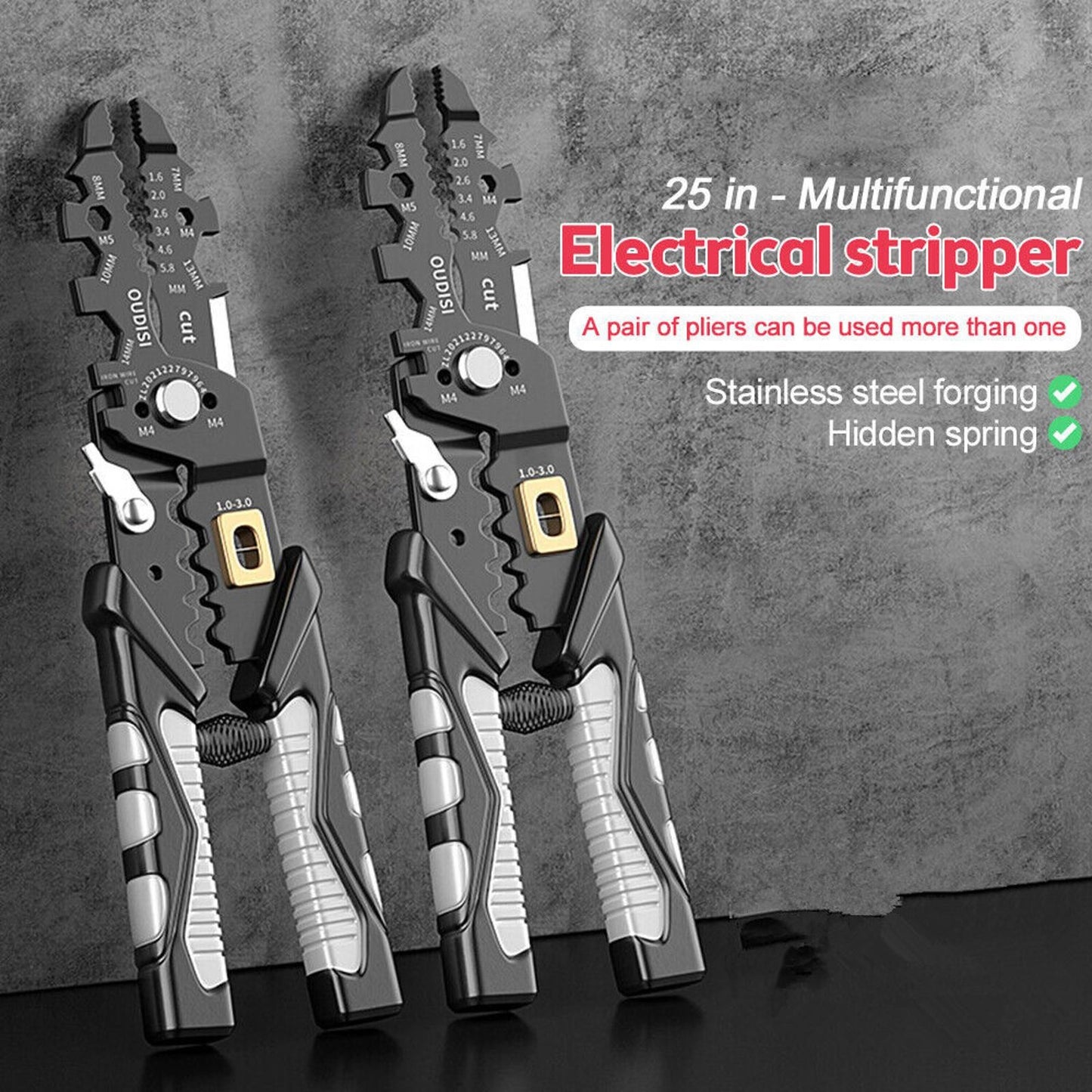 25 In 1 Wire Strippers Needle Nose Pliers Crimping Pliers Multifunctional Tool a