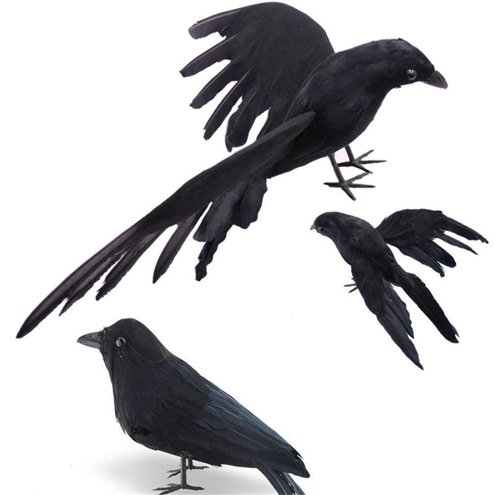 Artificial Crow Realistic Black Birds Props for Garden Home Halloween Decoration