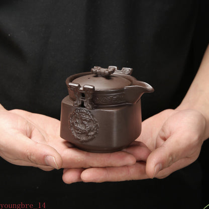 Antique Purple Clay Hand Grab Pot Chinese Yixing Zisha Teapot Household Filter