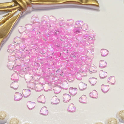 Nail Art Decals 20-100Pcs 3D Heart Charms Clear Acrylic DIY Manicure Accessories
