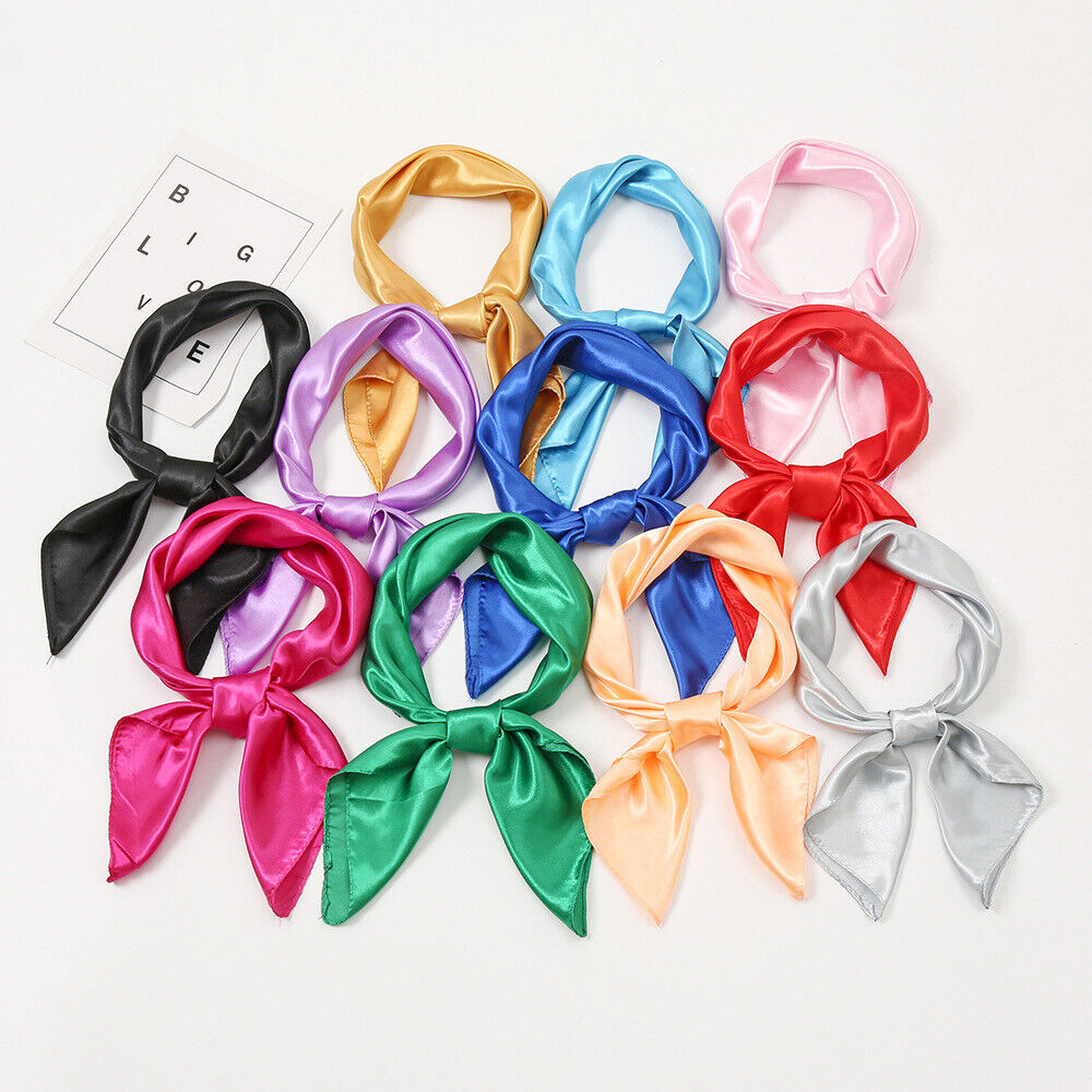 Silk Square Scarf 60cm Satin Neck Hair Tie Band Bag Ribbons Shawl Hijab 60*6