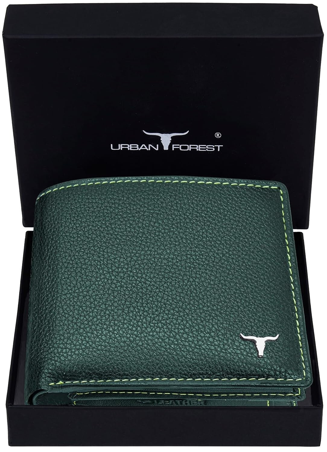 New Green Bi-Fold Leather Men's Wallet RFID Protection Gift Item